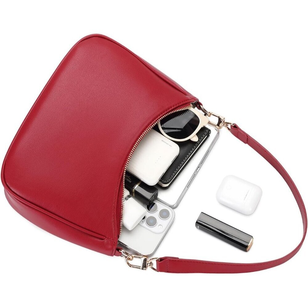 Women Red-G Imported Polyester Pu Leather Zipper Closure Cute Mini Tote Handbag - Picture 6 of 6